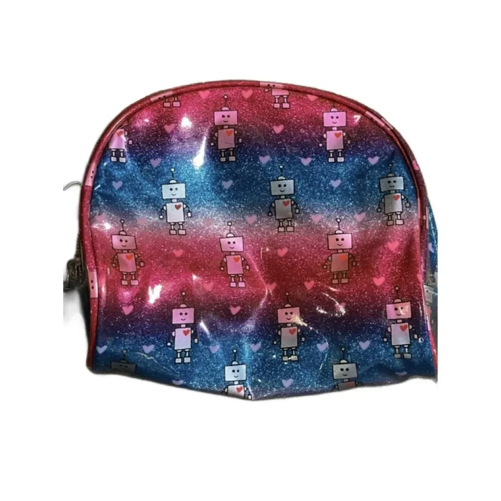 Kids Robot Glitter Cosmetic Bag - Pink & Blue